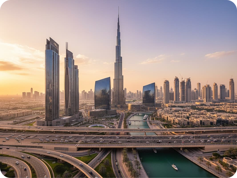 Dubai skyline with Burj Khalifa